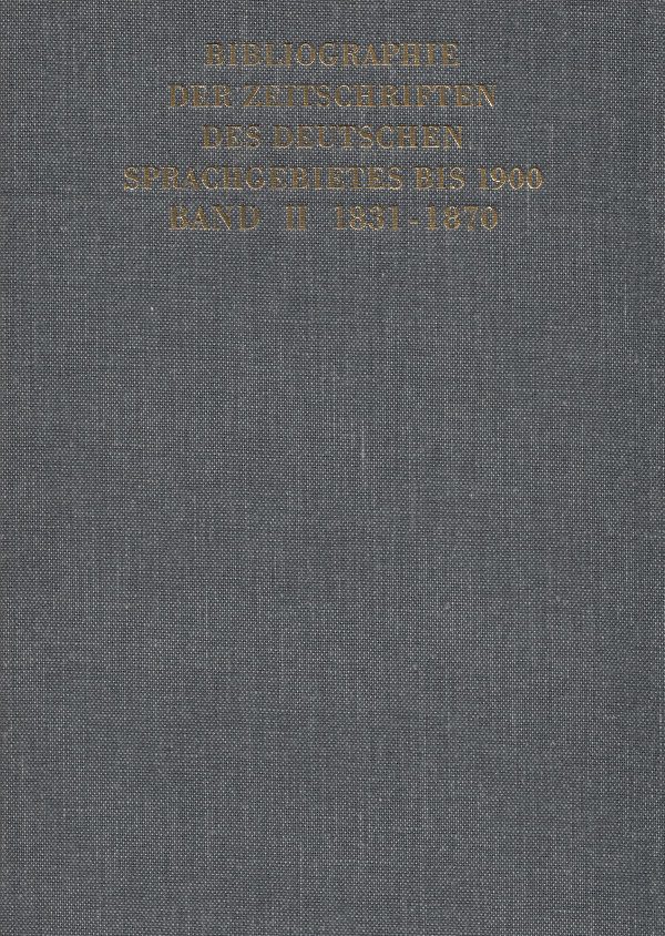 Joachim Kirchner, Bibliographie der Zeitschriften des deutschen Sprachgebietes bis 1900